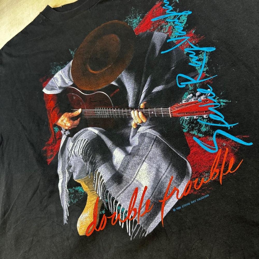 Vintage 1989 Stevie Ray Vaughan Double Trouble T Shirt Black Mens XL Cronies